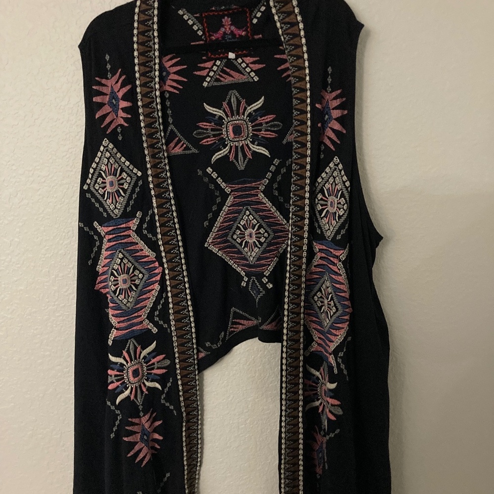 Johnny Was Aztec-detailed-design vest 3X